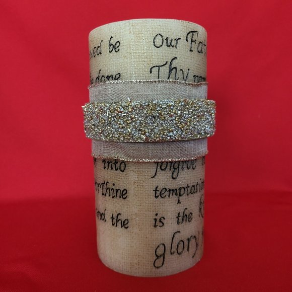 Unscented Candle Mary and Jesus Accent Our Father Engraved - Picture 5 of 12